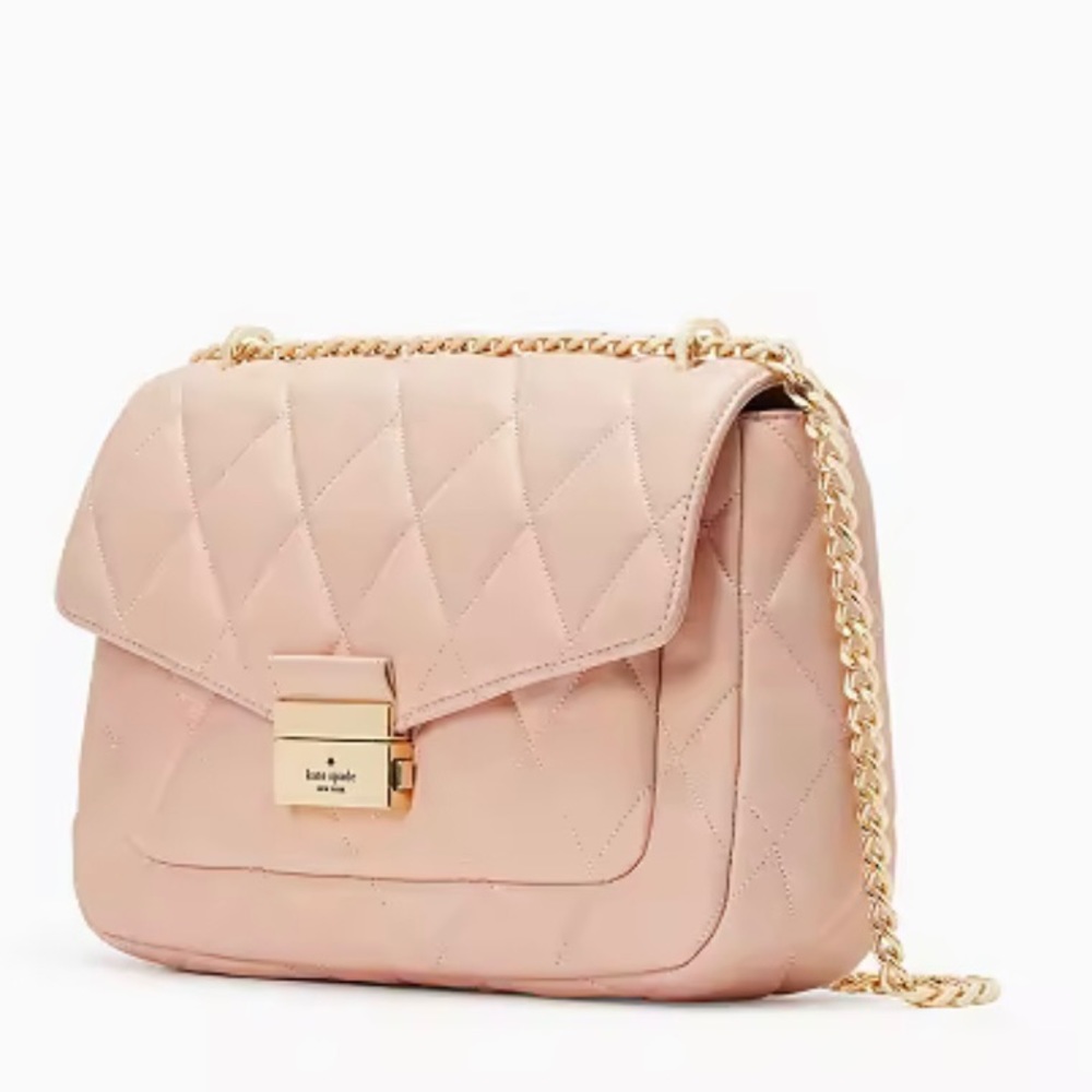 Kate Spade Carey Medium Quilted Flap Shoulder Bag Light Pink - Picture 3 of 6
